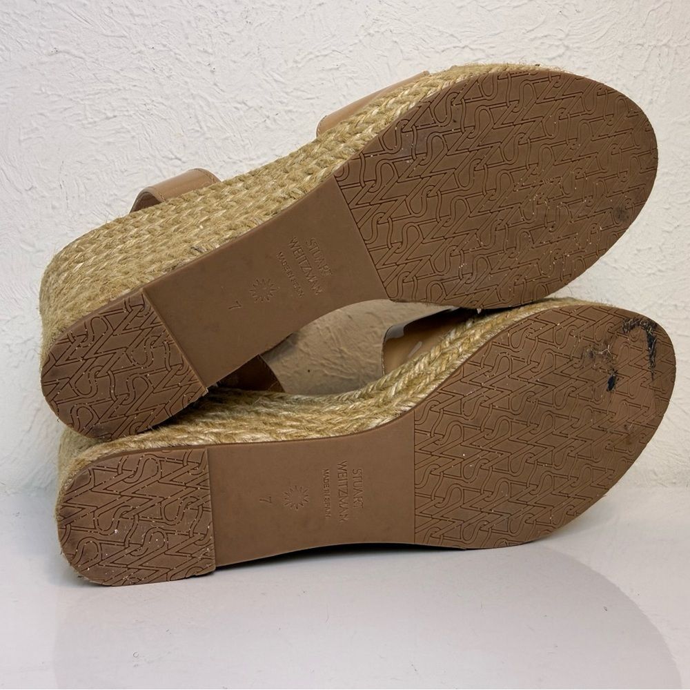 Stuart Weitzman Rosemarie Patent Leather Wedge Espadrille Sandals Size 7 - Picture 8 of 9